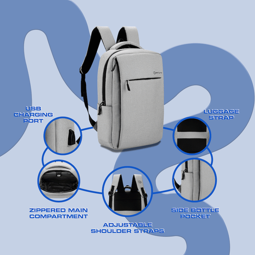 Amplify Cuba 15.6" Laptop Backpack Grey - Image 3