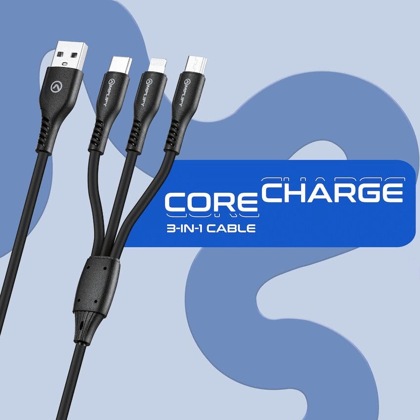 Amplify CoreCharge Series 1.2m 3-in-1 Cable - Black - Image 2