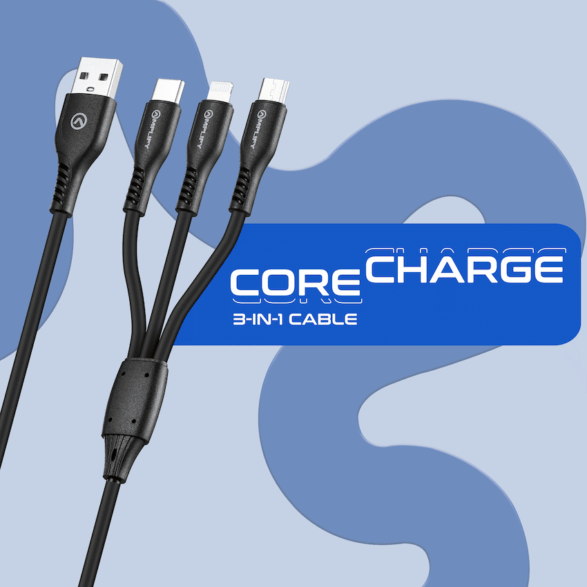 Amplify CoreCharge Series 1.2m 3-in-1 Cable - Black - Image 2