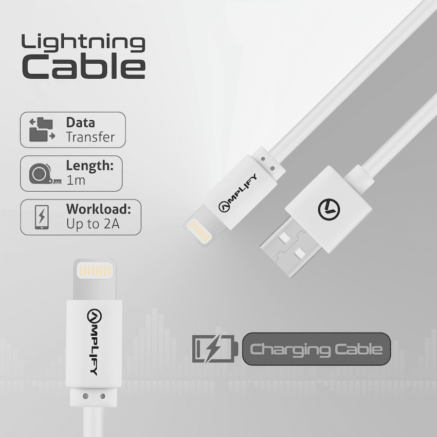Amplify Lightning Charging Cable for iPhone & iPad - White - Image 3