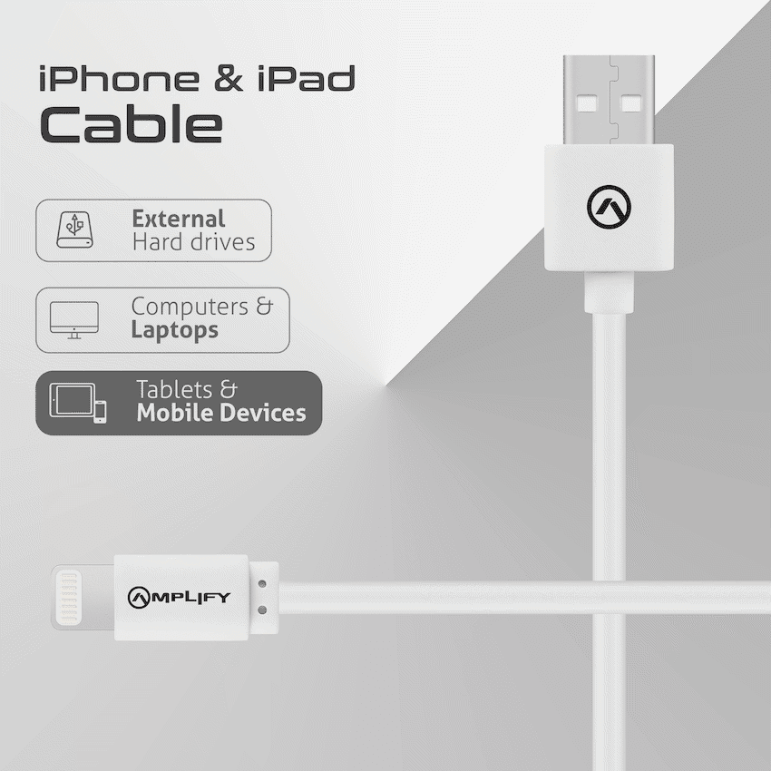 Amplify Lightning Charging Cable for iPhone & iPad - White - Image 4
