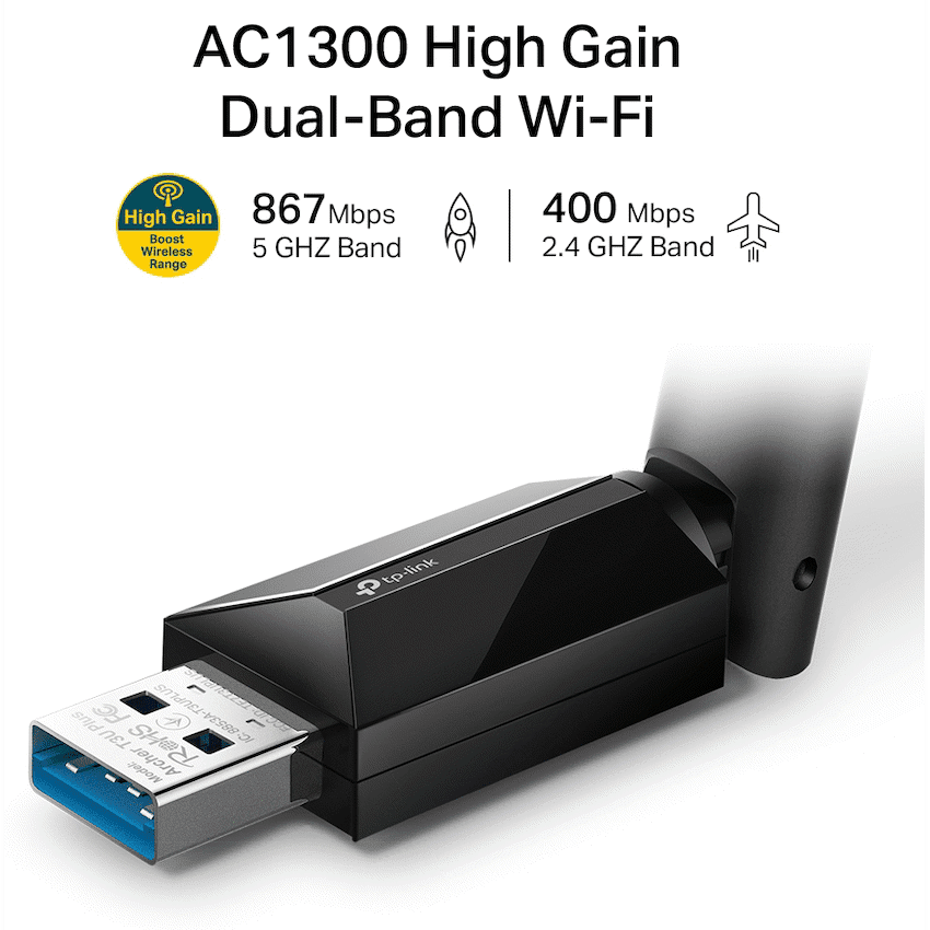 TP-Link Archer T3U Plus AC1300 High-Gain Wireless Dual-Band USB Adapter - Image 2