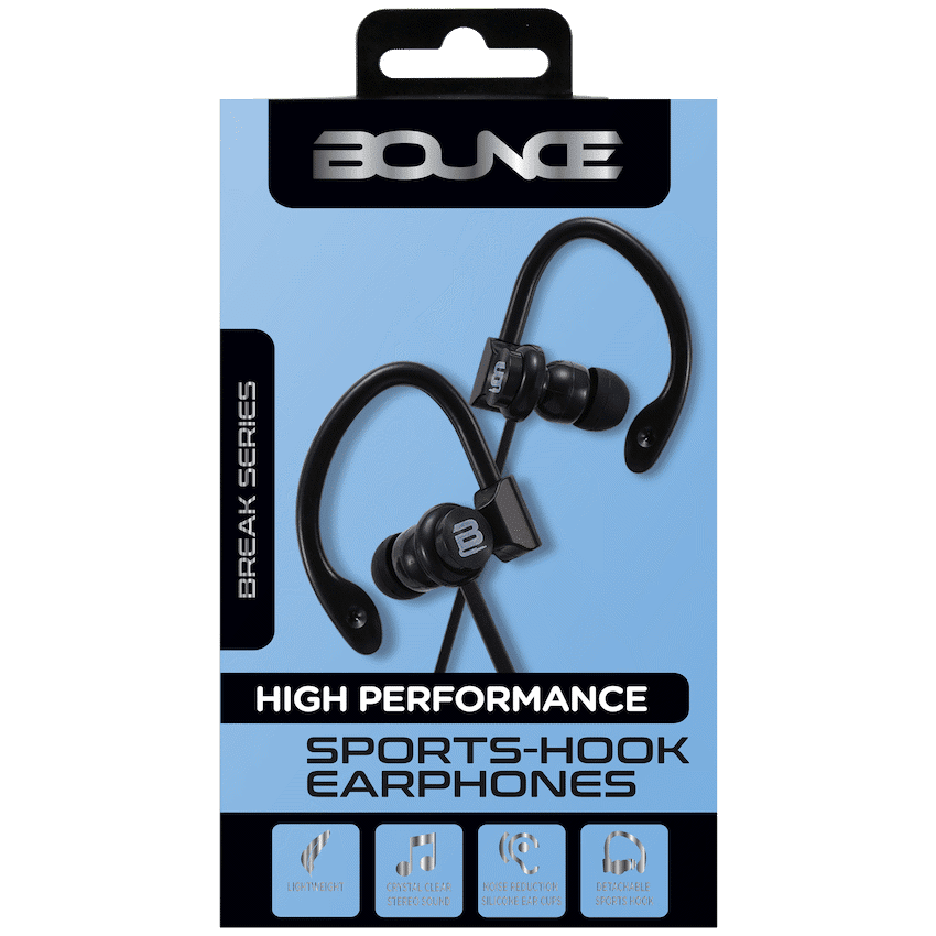 Bounce Break Series Hook-On Earphones - Black - Image 2