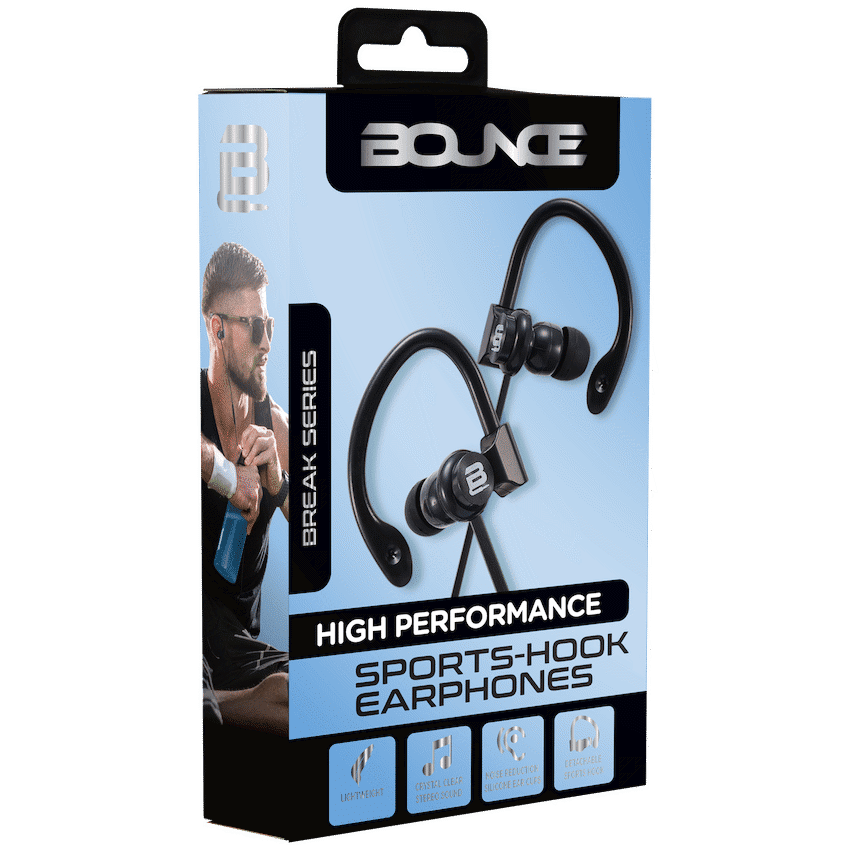 Bounce Break Series Hook-On Earphones - Black - Image 3