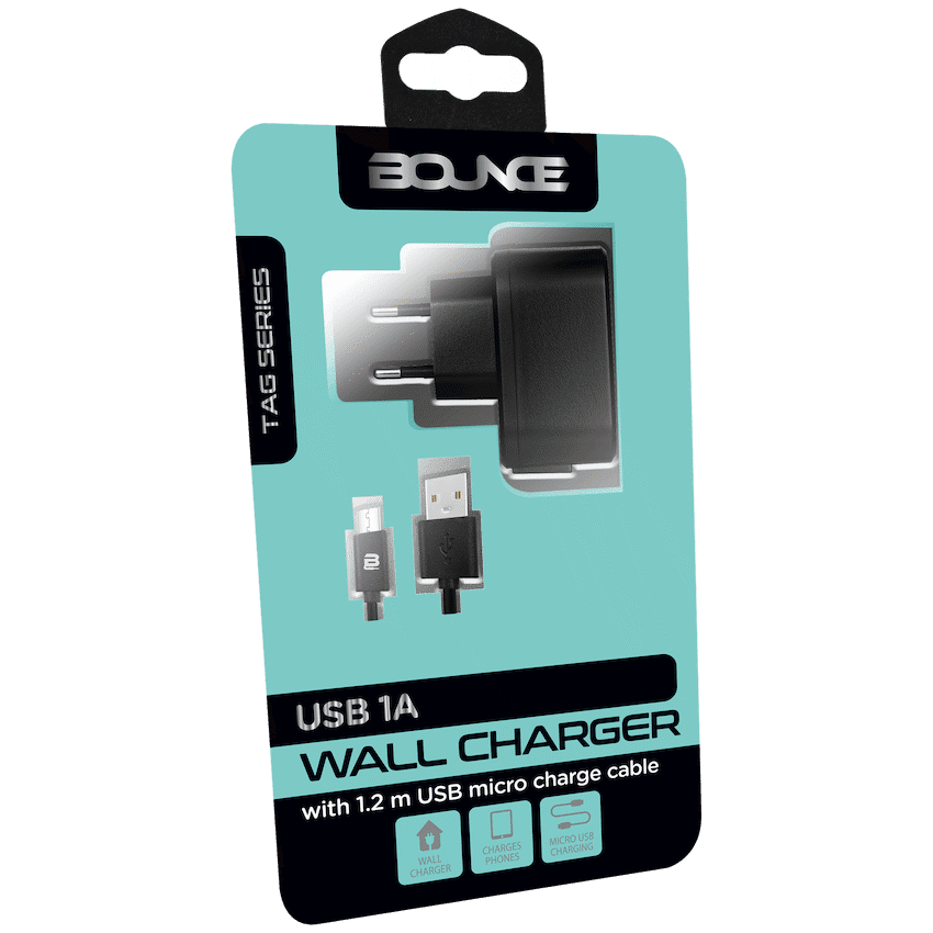 Bounce Tag Series USB 1a Wall Charger with Charge Cable - Image 3