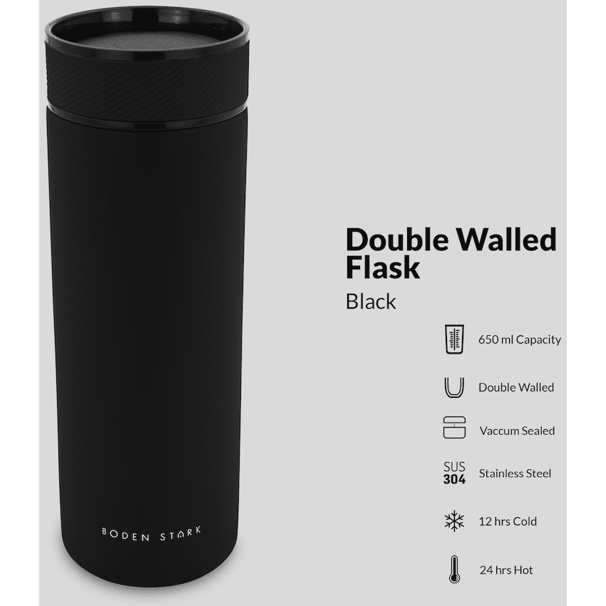 Boden Stark 650ml Travel Flask - Black - Image 2