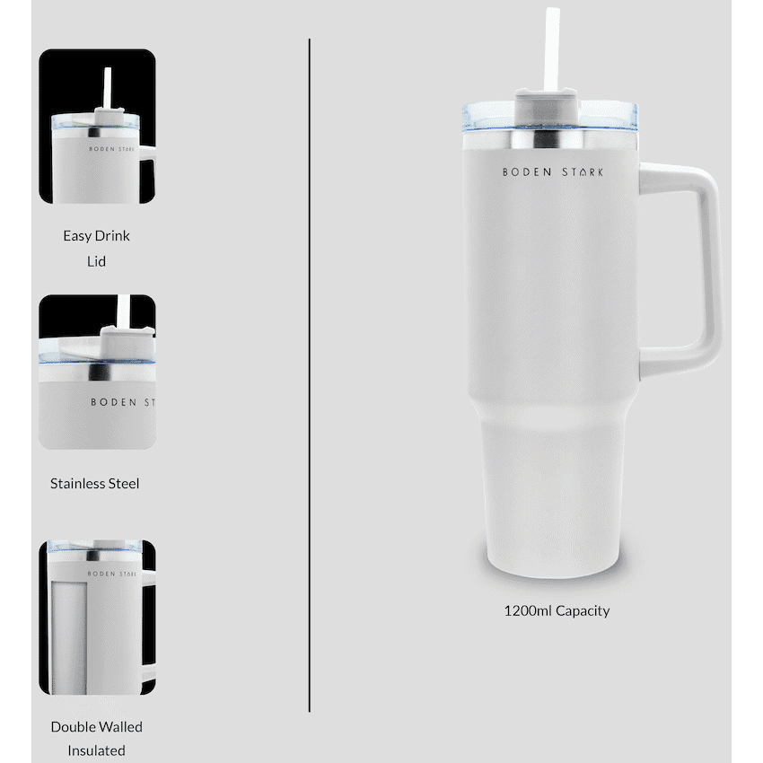 Boden Stark 1200ml Travel Mug - White - Image 2