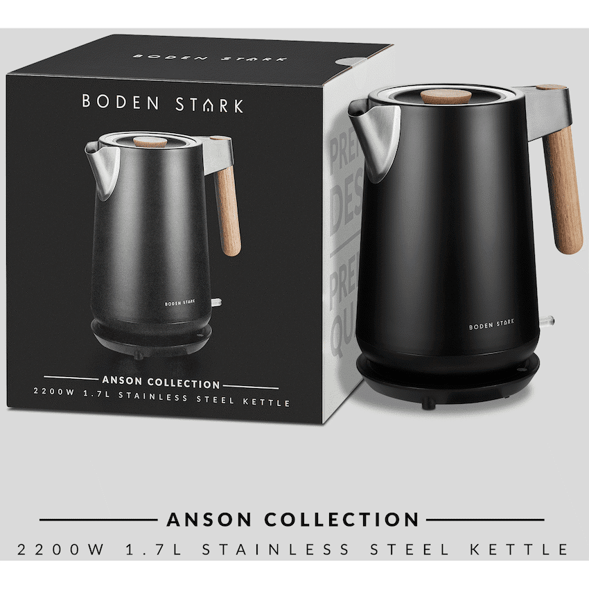 Boden Stark Anson Collection 1.7l 2000w Stainless Steel Kettle - Black - Image 2