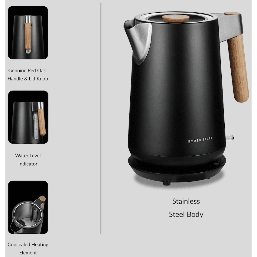 Boden Stark Anson Collection 1.7l 2000w Stainless Steel Kettle - Black - Image 4