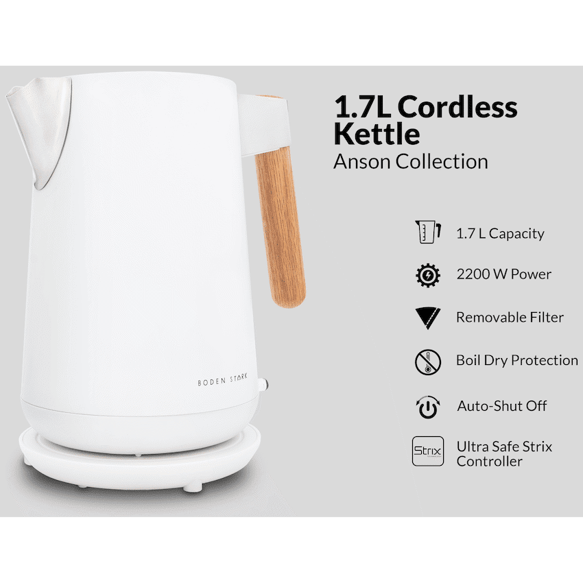 Boden Stark Anson Collection 1.7l 2000w SS Kettle - White - Image 2