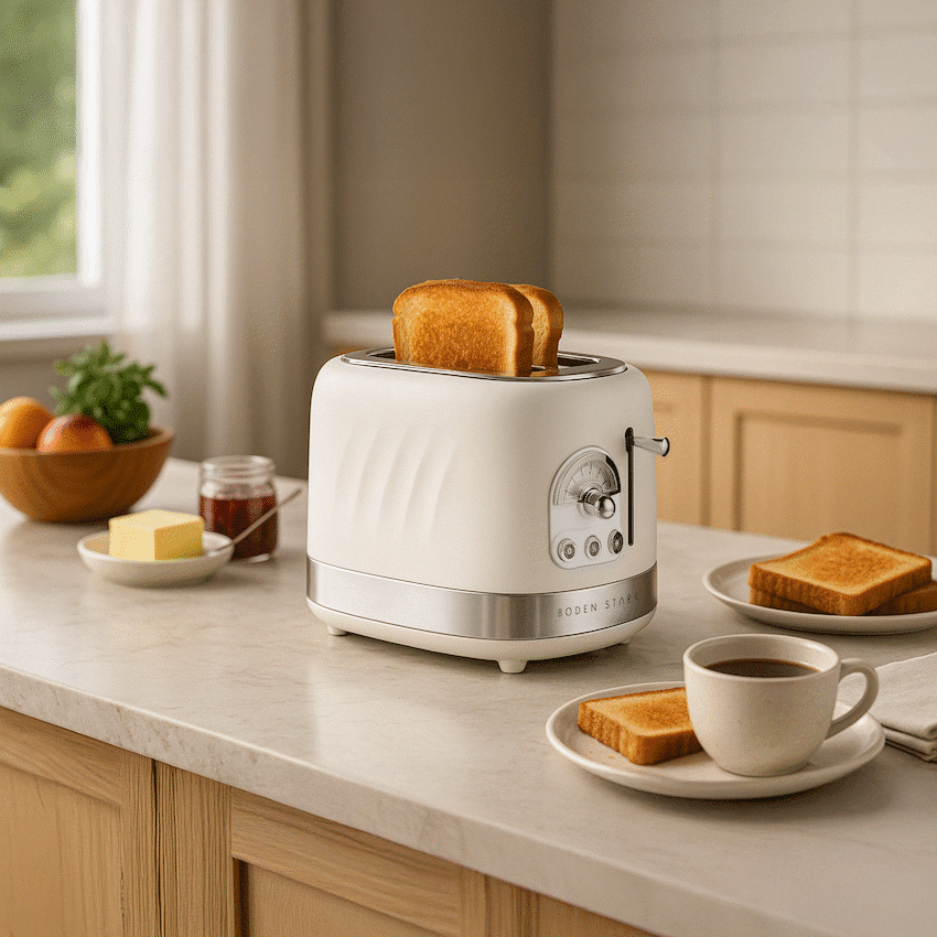 Boden Stark 2-Slice Stainless Steel Toaster - White - Image 2