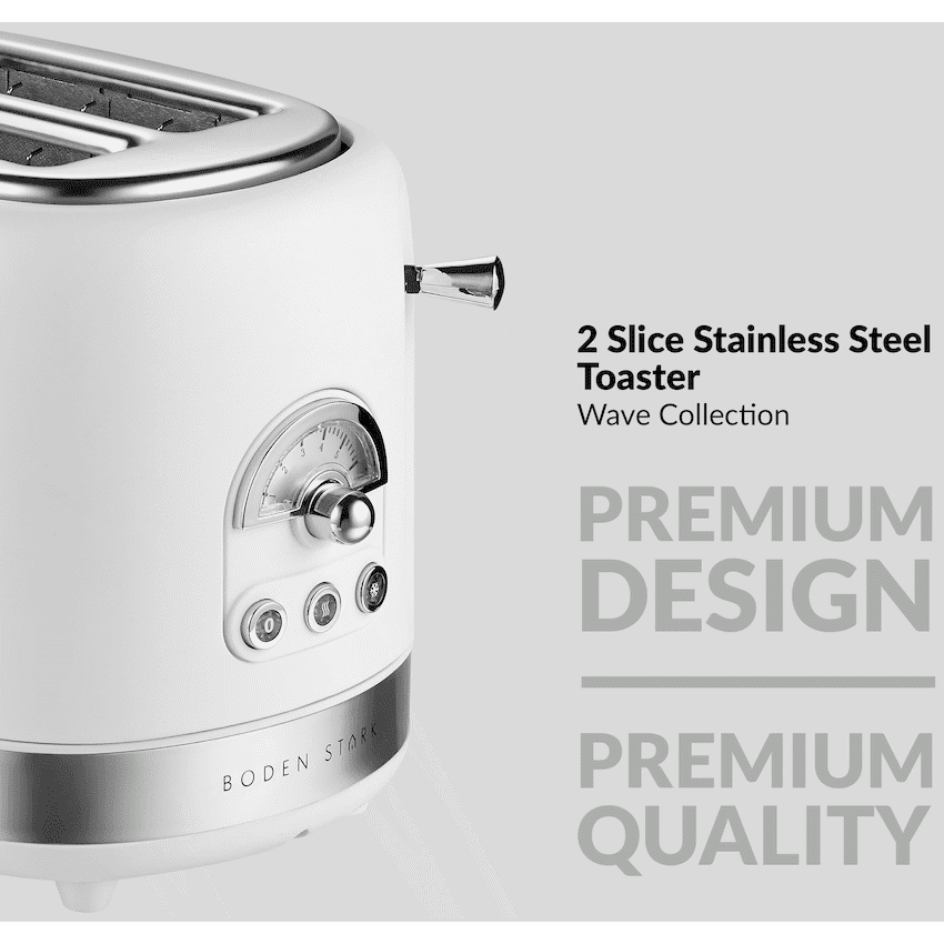 Boden Stark 2-Slice Stainless Steel Toaster - White - Image 4