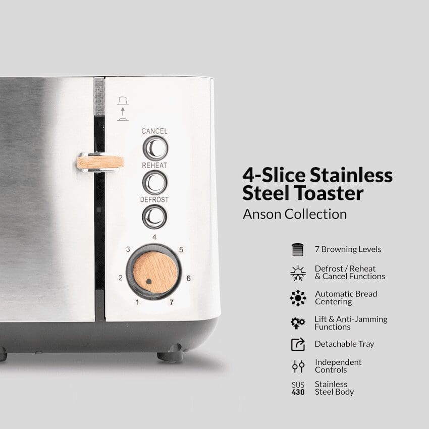 Boden Stark Anson Collection 4-Slice SS Toaster - Image 2