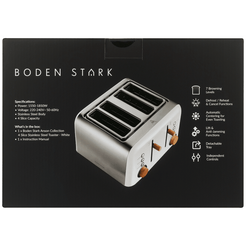 Boden Stark Anson Collection 4 Slice SS Toaster White - Image 4