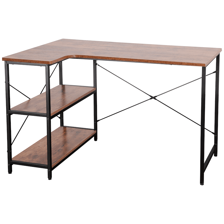 Everfurn Anthony L-Shaped Corner Work Desk - Steel Frame