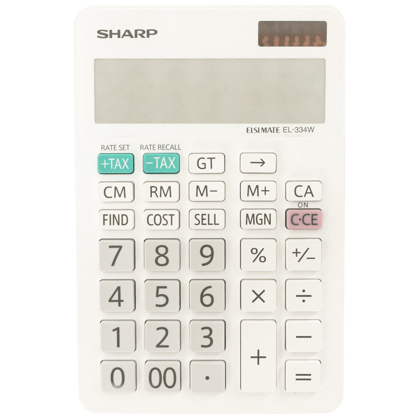 Sharp ElsiMate EL334WB - 12 Digit Desk Calculator
