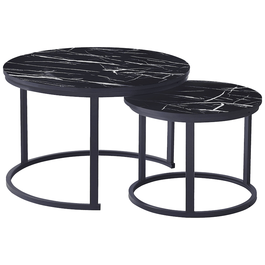 Everfurn Indus Nesting Coffee Table Black 2 Piece