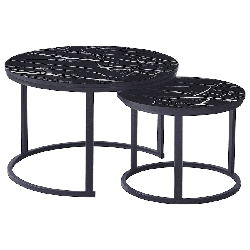 Everfurn Indus Nesting Coffee Table Black 2 Piece - Image 2