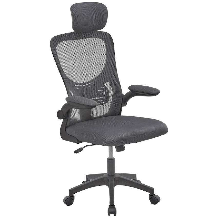 Everfurn Kira High Back Office Chair with Headrest - Grey with Black Frame - Image 2