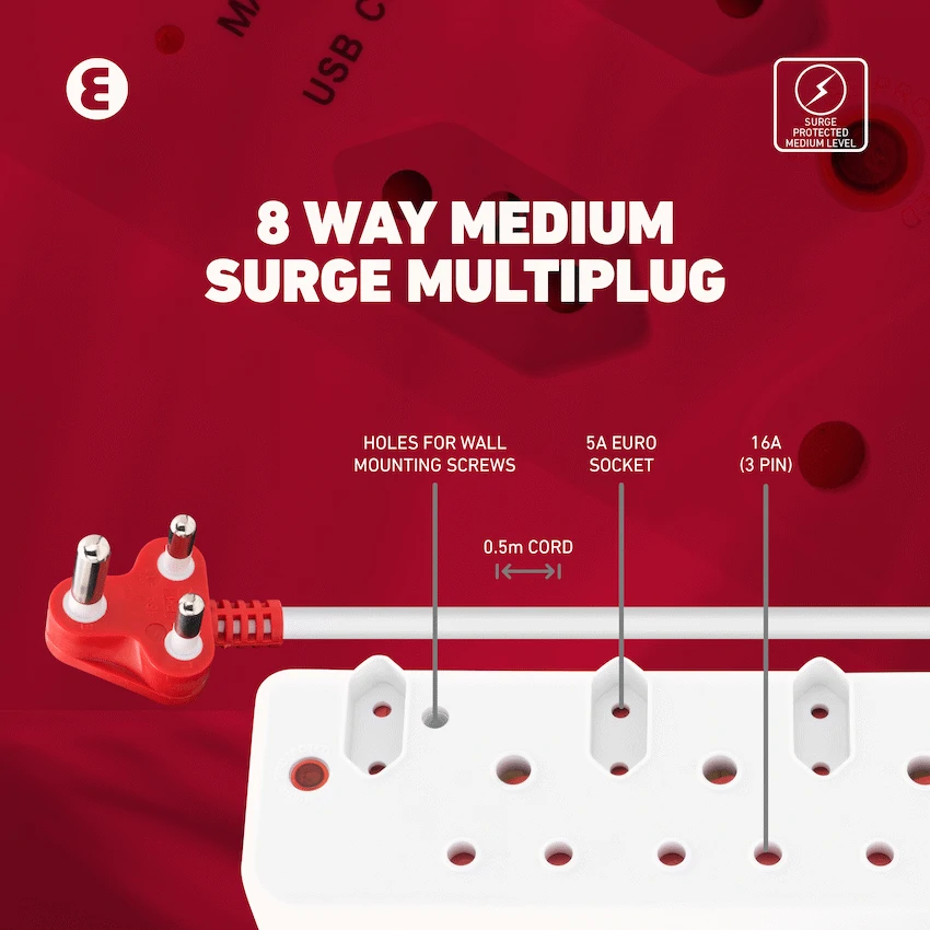 Ellies 8-Way Medium Surge Multiplug 0.5m - Image 2