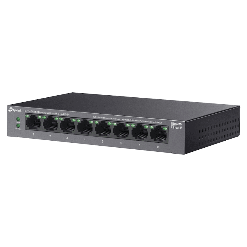 TP-Link LS108GP 8-Port Gigabit Desktop Switch with 8-Port PoE+