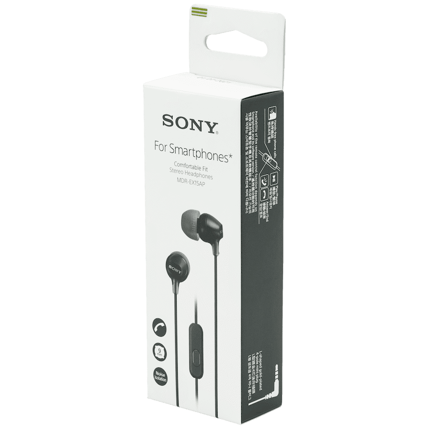 Sony MDR-EX15AP (Black) In-Ear Earphone with Mic for iPhone - Android - BlackBerry - Image 2