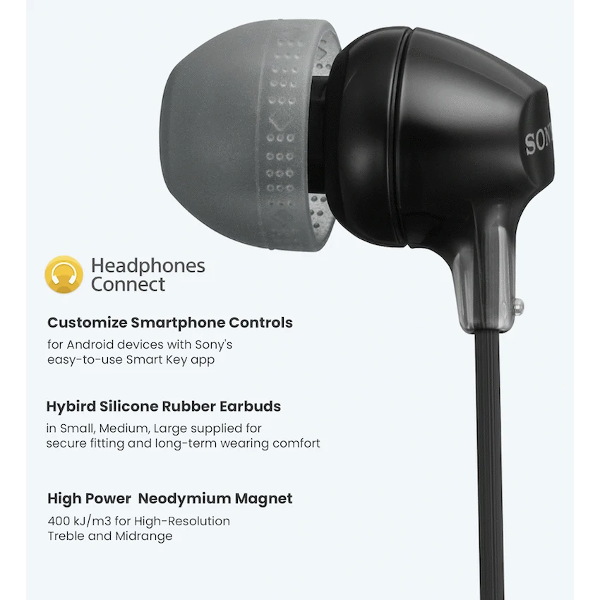 Sony MDR-EX15AP (Black) In-Ear Earphone with Mic for iPhone - Android - BlackBerry - Image 3