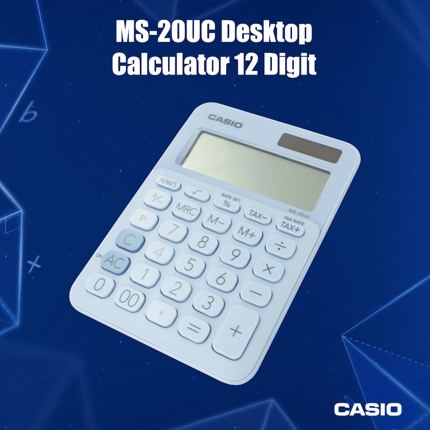 Casio MS-20UC - Desktop Calculator 12-Digit - Light Blue - Image 3