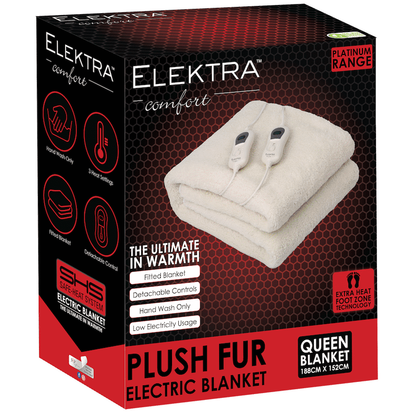 Elektra Comfort Electric Blanket - Queen - Fur - Image 2