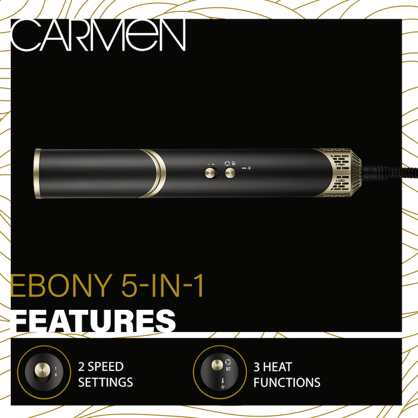 Carmen 5-in-1 Hot Air Brush - Ebony - Image 4