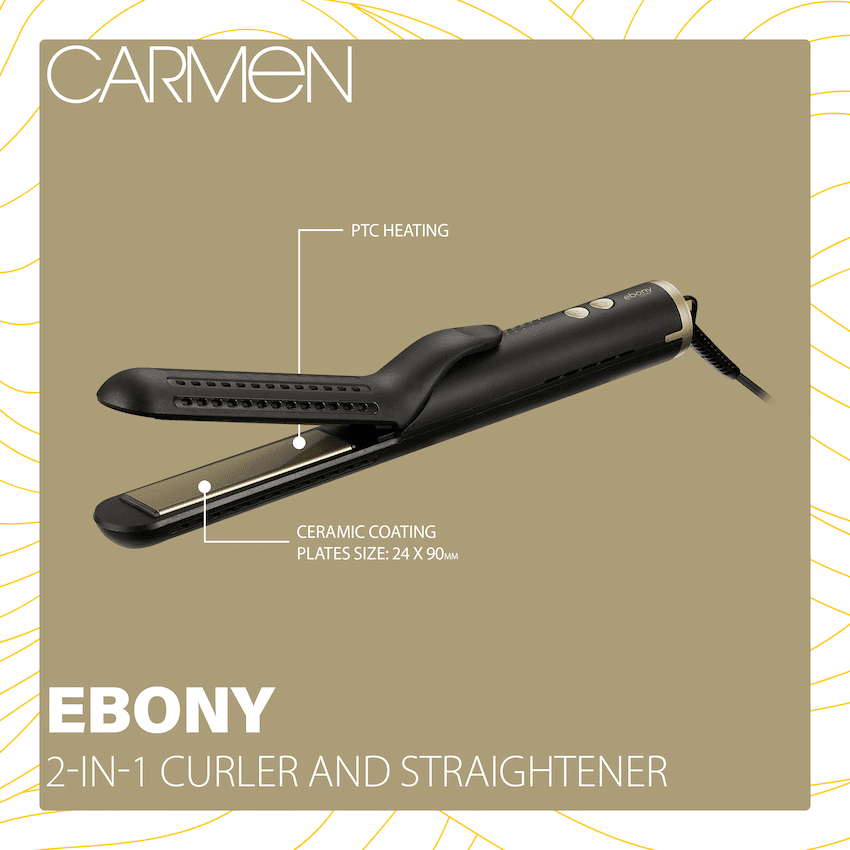 Carmen 2-in-1 Curler and Straightener - Ebony - Image 3