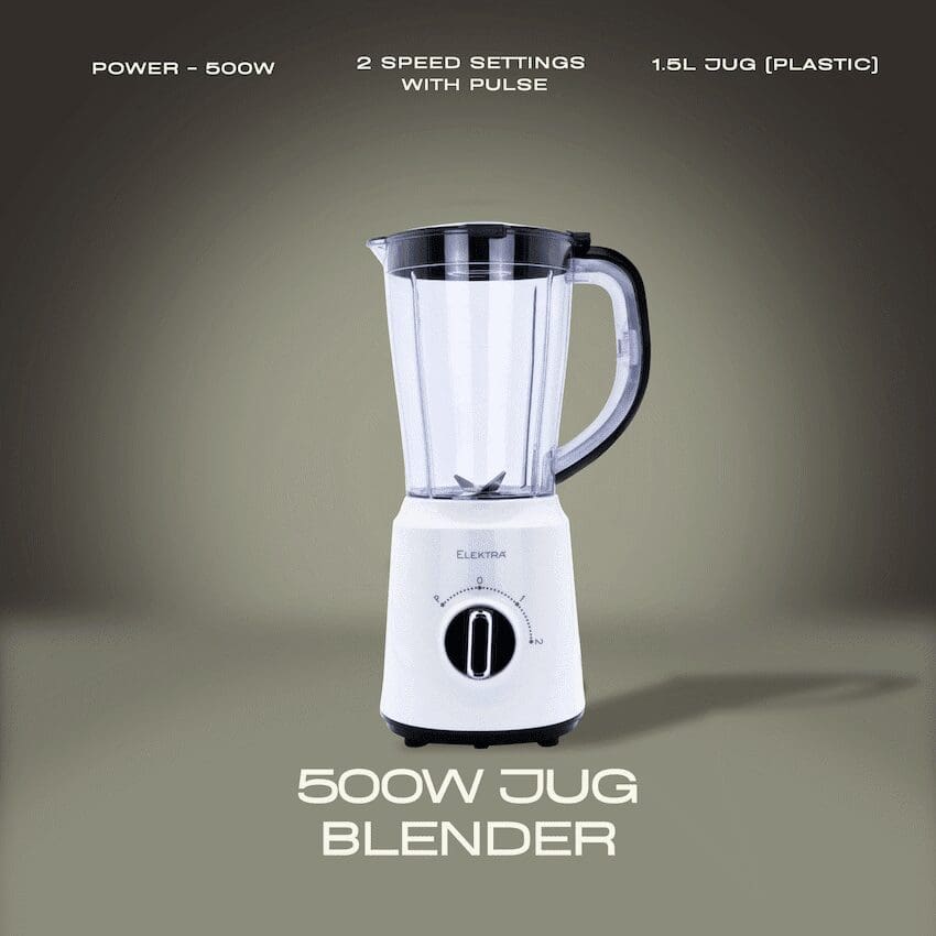 Elektra 500W 1.5L Jug Blender (Plastic Jug) - Image 2