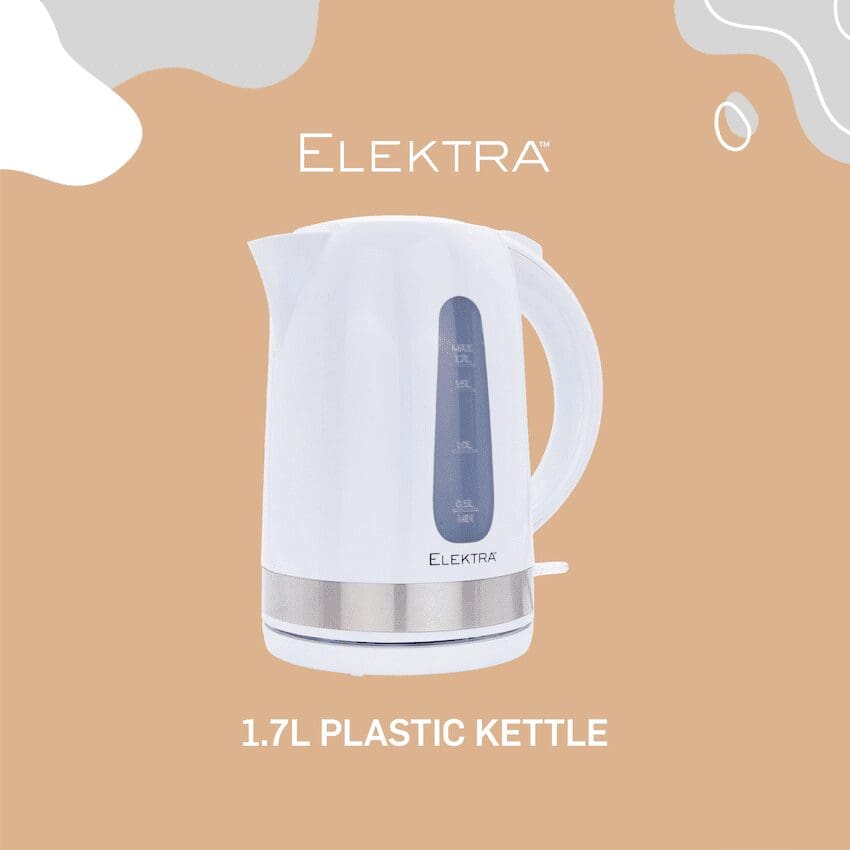 Elektra 1.7l Plastic Kettle - White - Image 3