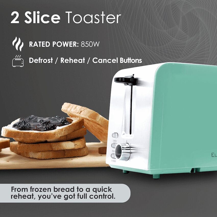 Elektra 2 Slice Toaster - Green - Image 3