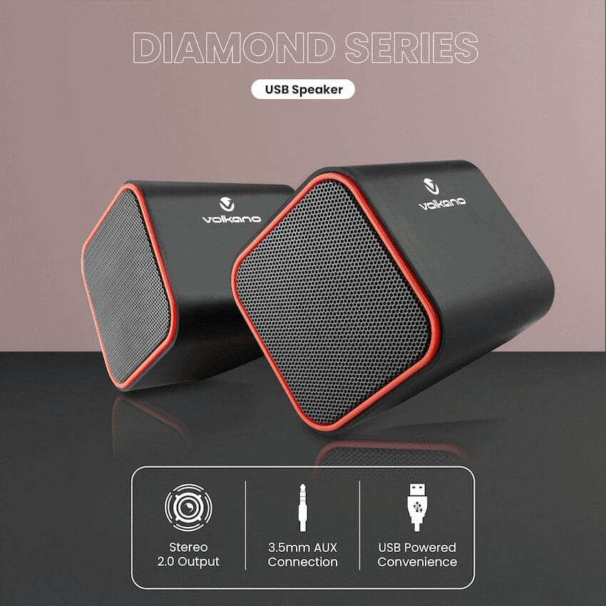 Volkano Diamond Series USB Speaker - Red - Image 4