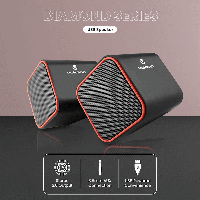 Volkano Diamond Series USB Speaker - Red - Image 4