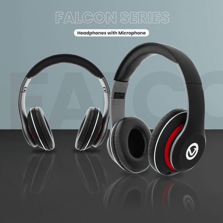 Volkano Falcon Headphones with Microphone - Black - Image 4