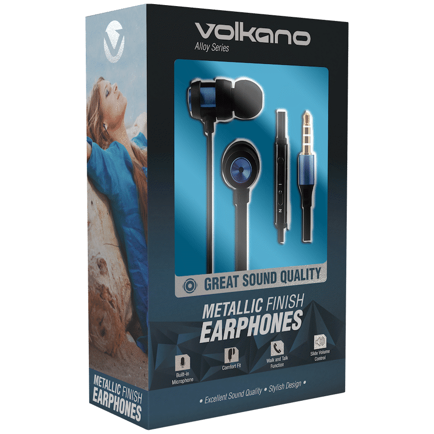 Volkano Alloy Series Metal Earphone - Blue - Image 2