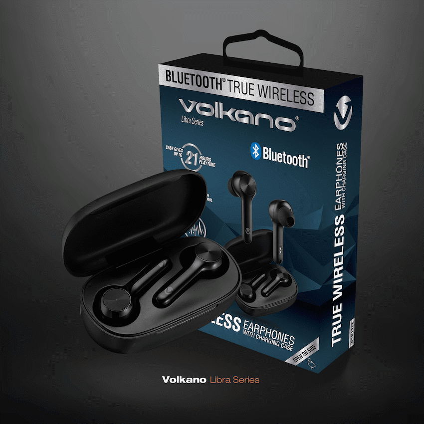 Volkano Libra Series TWS Earphones + Charging Case - Black - Image 3