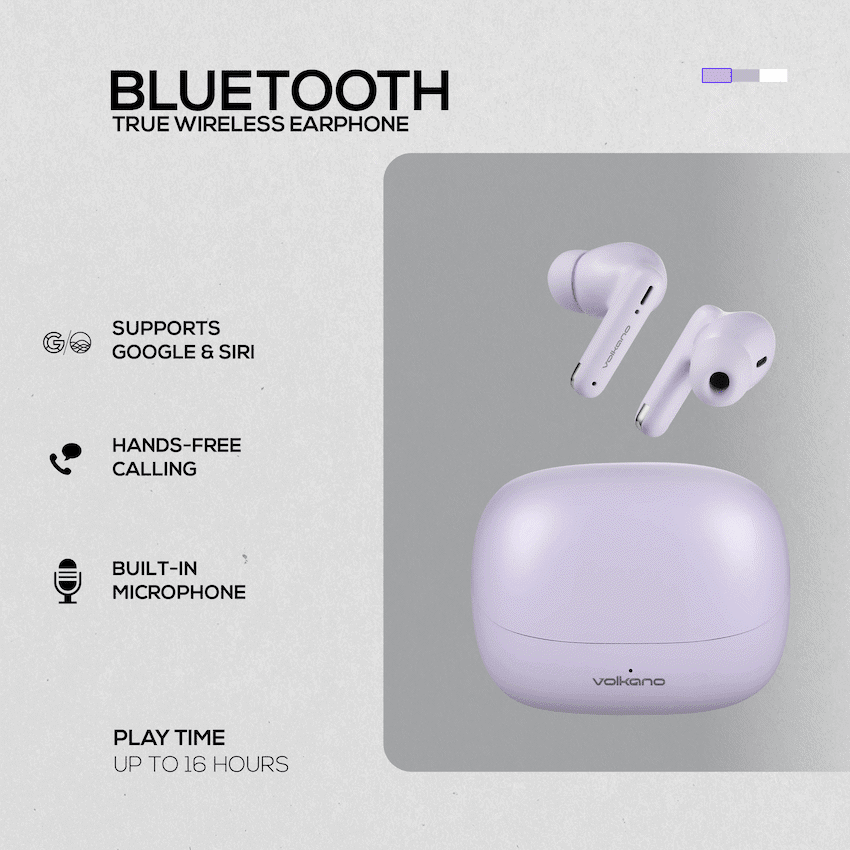 Volkano Jupiter Series TWS Earphones - Pastel Purple - Image 3