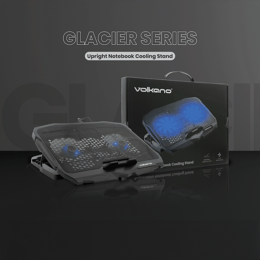 Volkano Glacier Series Upright Notebook Cooling Stand with Dual Fans - Image 4