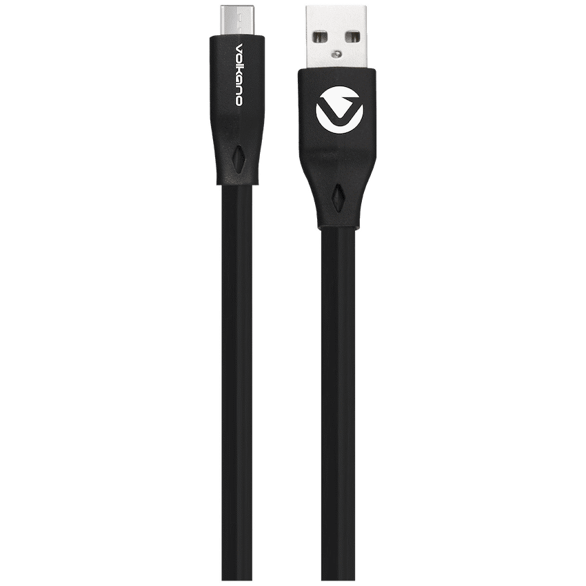 Volkano Slim Series Flat PVC Type-C Cable 1.2m - Black