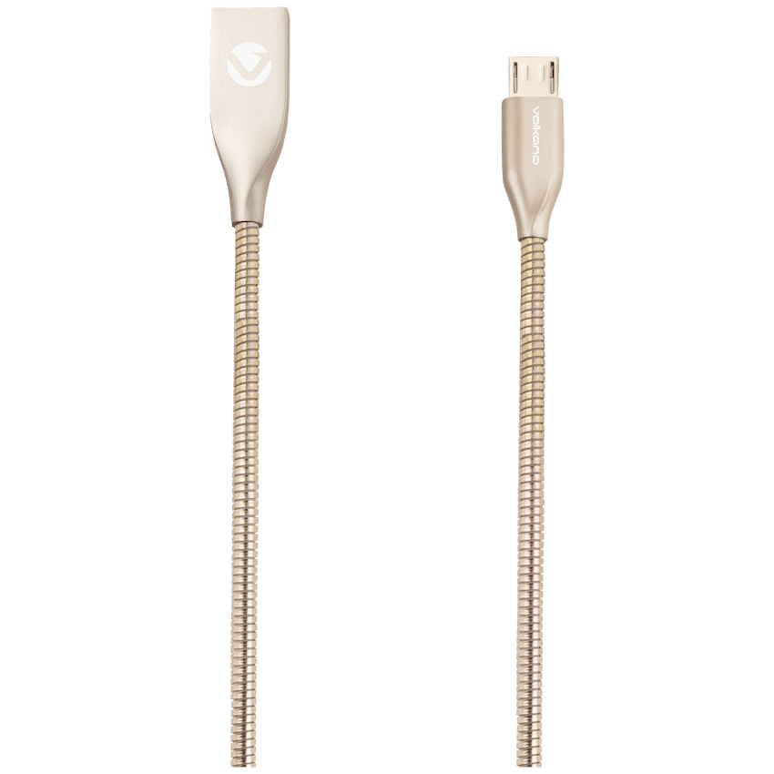 Volkano Iron Series Round Metallic Spring Micro USB Cable 1.2m - Champagne Gold
