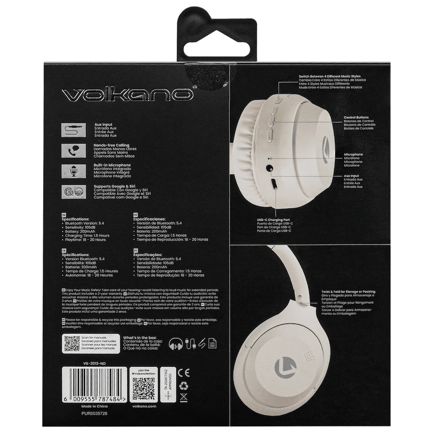 Volkano Cosmic 2 Series Bluetooth Headphone - Nude - Image 3
