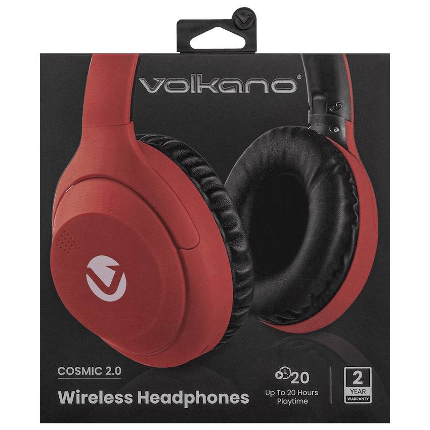 Volkano Cosmic 2 Series Bluetooth Headphones - Red - Image 2