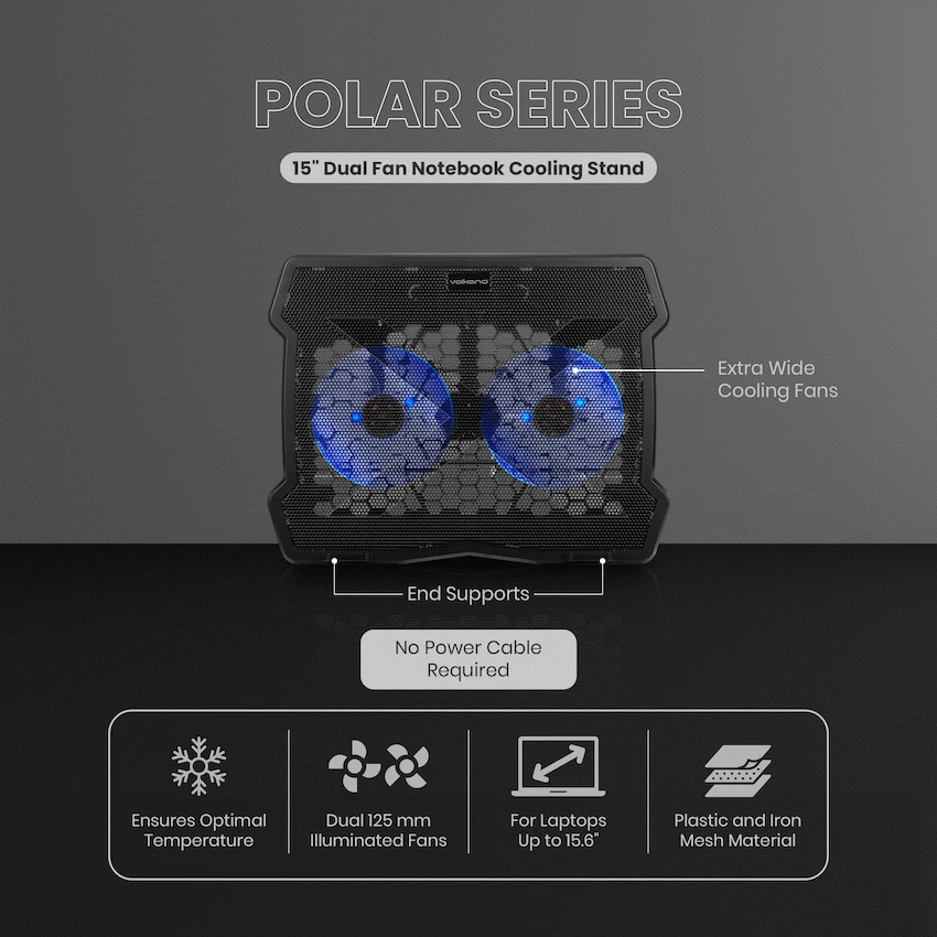 Volkano Polar Series 15" Dual Fan Notebook Cooling Stand - Image 4