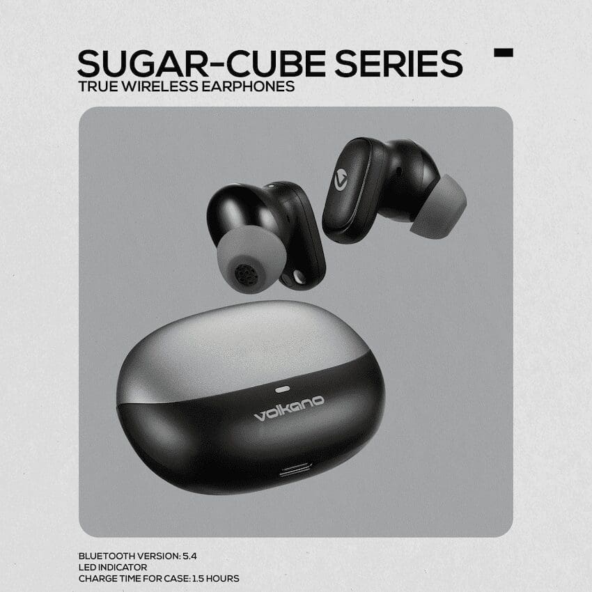 Volkano Sugar-Cube Active Noise Cancelling True Wireless Earphones - Black - Image 3