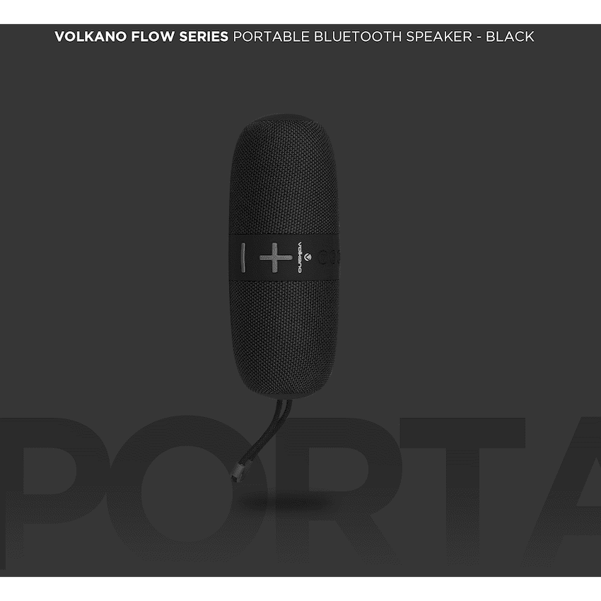 Volkano Flow Series Portable Bluetooth Speaker - Black with Grey Buttons - Image 4