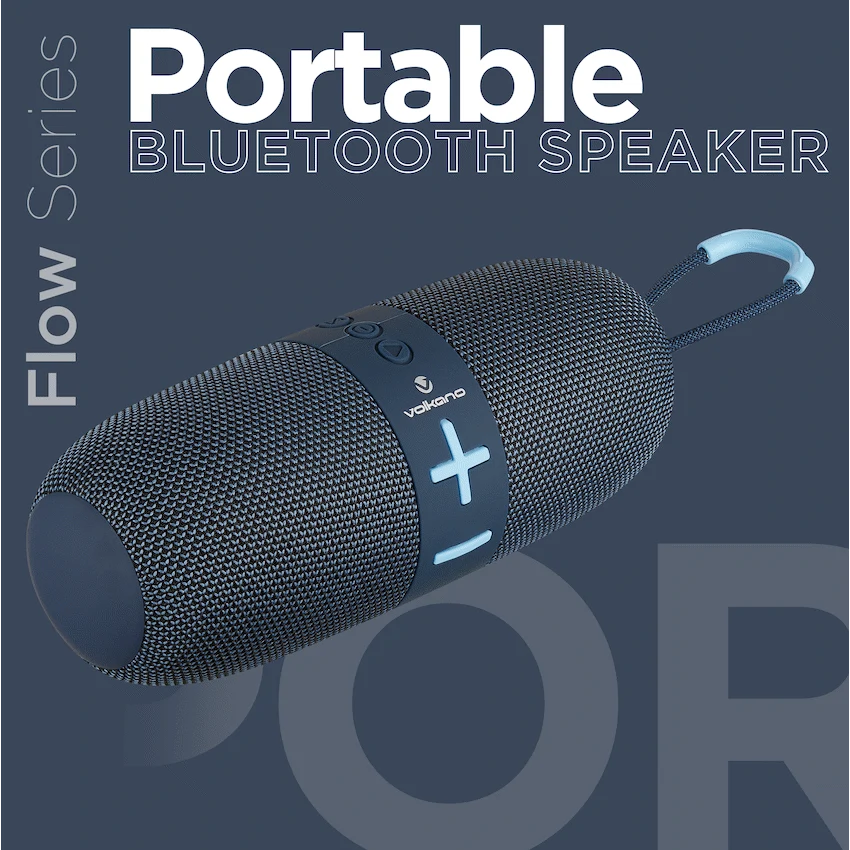 Volkano Flow Series Portable Bluetooth Speaker - Blue with Blue Buttons - Image 2