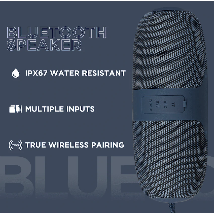 Volkano Flow Series Portable Bluetooth Speaker - Blue with Blue Buttons - Image 3